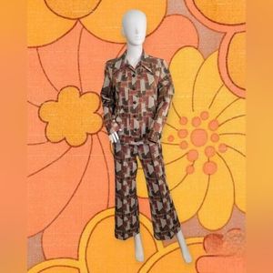 Vintage 70s Plaid Polyester Suit